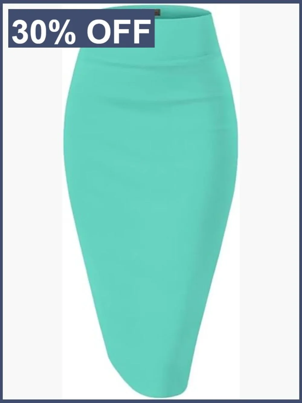 High Waist Pencil Suit Skirt Below Knee Pull On Stretch Ponte